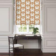 cranes amber printed cotton roman blind