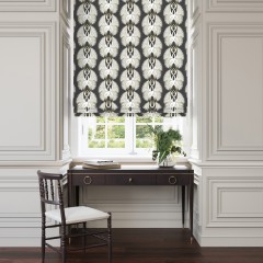 cranes ebony printed cotton roman blind