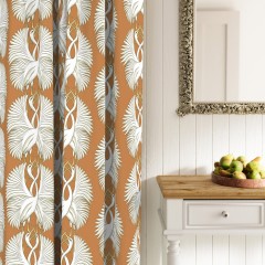 cranes amber printed cotton curtains
