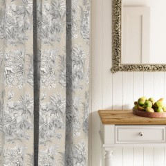 fabric zanzibar charcoal printed cotton curtain