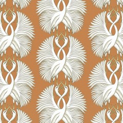 cranes amber printed cotton flat