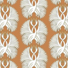 fabric cranes amber printed cotton flat