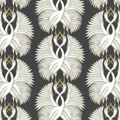 cranes ebony printed cotton flat