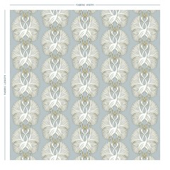 cranes French grey printed cotton full width