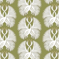 fabric cranes moss printed cotton roman blinds