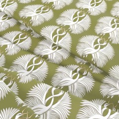 fabric cranes moss printed cotton wave