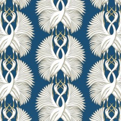 fabric cranes royal printed cotton flat