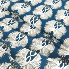 fabric cranes royal printed cotton wave