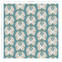 fabric cranes teal printed cotton full width