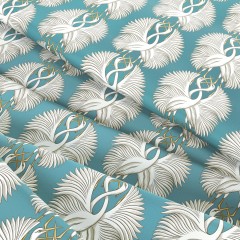 cranes teal printed cotton roman blinds