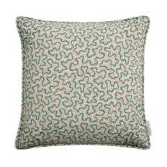 Meander Teal Linen Mix Cushion 43cm x 43cm