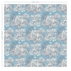 fabric Zanzibar blue printed cotton full width