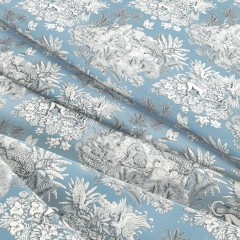 fabric zanzibar blue printed cotton wave