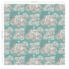 fabric zanzibar teal printed cotton full width