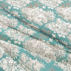 zanzibar teal printed cotton wave