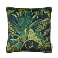Guadeloupe Noir Printed Velvet Cushion 43cm x 43cm