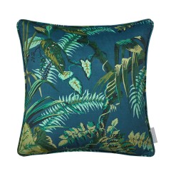 Guadeloupe Petrol Printed Velvet Cushion 43cm x 43cm