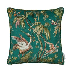 Herons Emerald Printed Velvet Cushion 43cm x 43cm