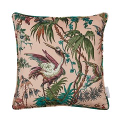 Herons Pink Printed Velvet Cushion 43cm x 43cm