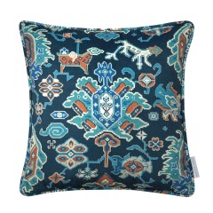 Isfahan Midnight Printed Velvet Cushion 43cm x 43cm