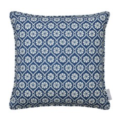 Samira Indigo Printed Linen Cushion 43cm x 43cm