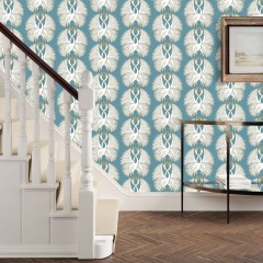 cranes teal wallpaper lifestyle