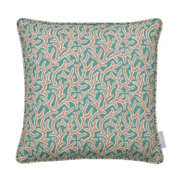 Emeline Teal Printed Linen Cushion 43cm x 43cm