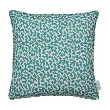 Fez Teal Printed Linen Cushion 43cm x 43cm