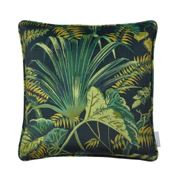 Guadeloupe Noir Printed Velvet Cushion 43cm x 43cm