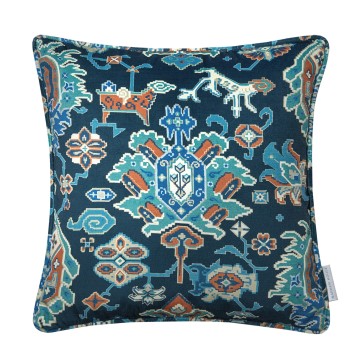 Isfahan Midnight Printed Velvet Cushion 43cm x 43cm