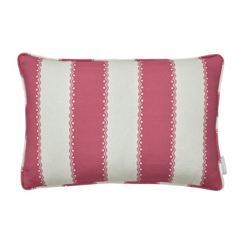 Ornella Raspberry Printed Linen Cushion 55cm x 38cm