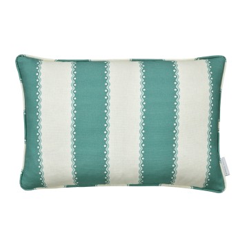 Ornella Teal Printed Linen Cushion 55cm x 38cm