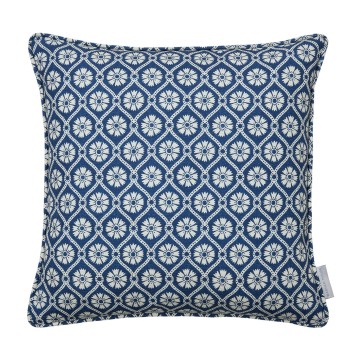 Samira Indigo Printed Linen Cushion 43cm x 43cm