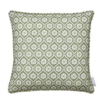 Samira Sage Printed Linen Cushion 43cm x 43cm