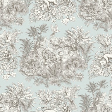 fabric zanzibar duck egg printed cotton flat