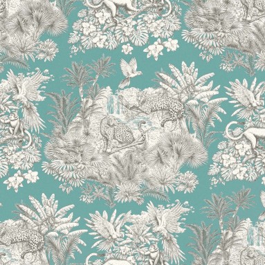 fabric zanzibar teal printed cotton flat