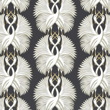 wallpaper cranes ebony