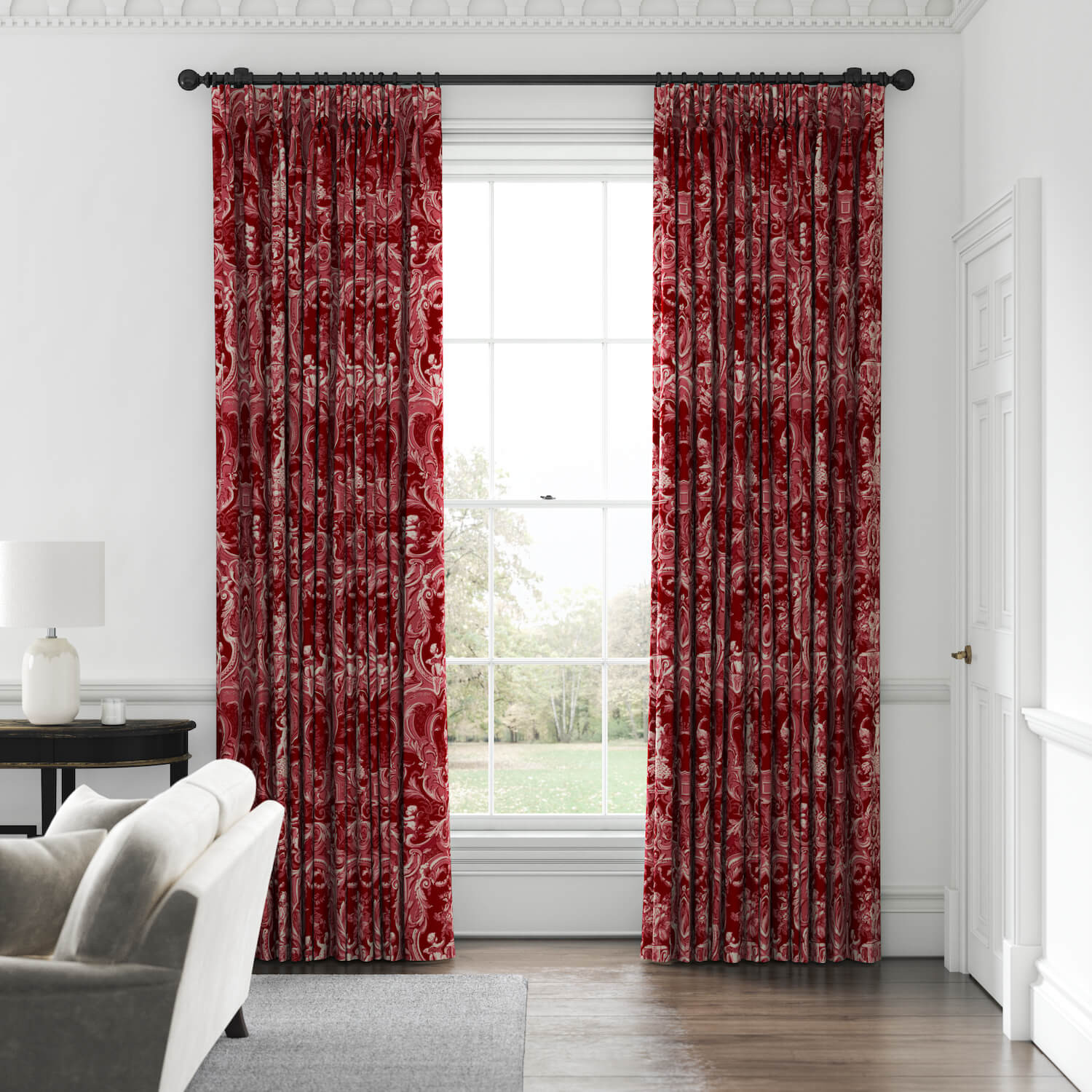 Baroque Red Velvet Made to Measure Curtains Warner House