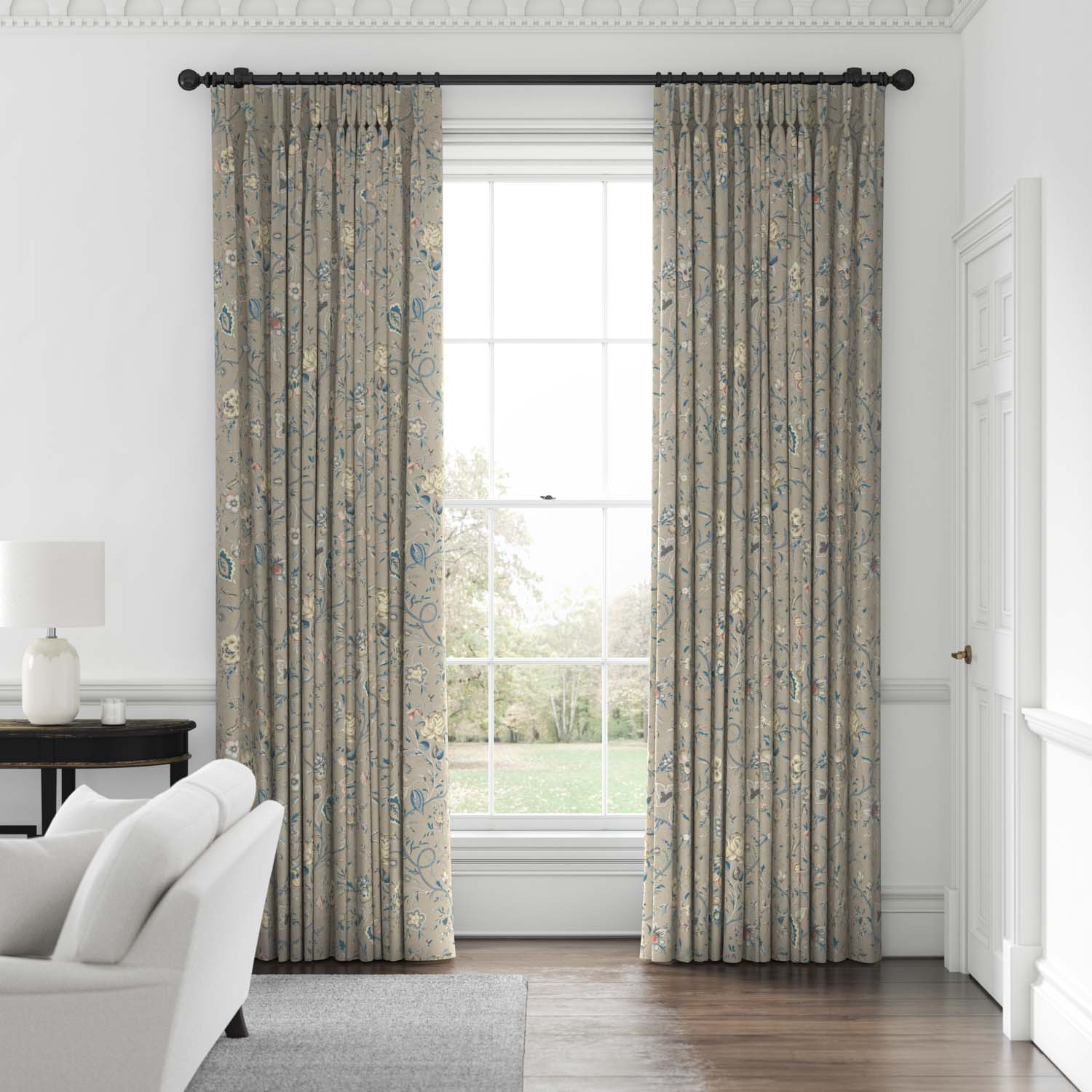 Lavenham Mist Linen Mix Made to Measure Curtains | Warner House