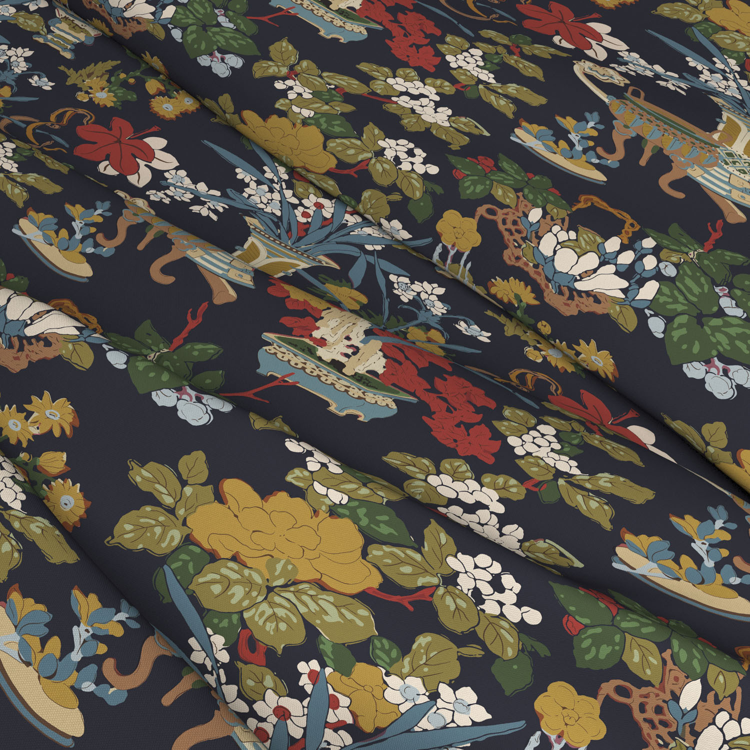 Yentai Navy Outdoor Fabric | Warner House