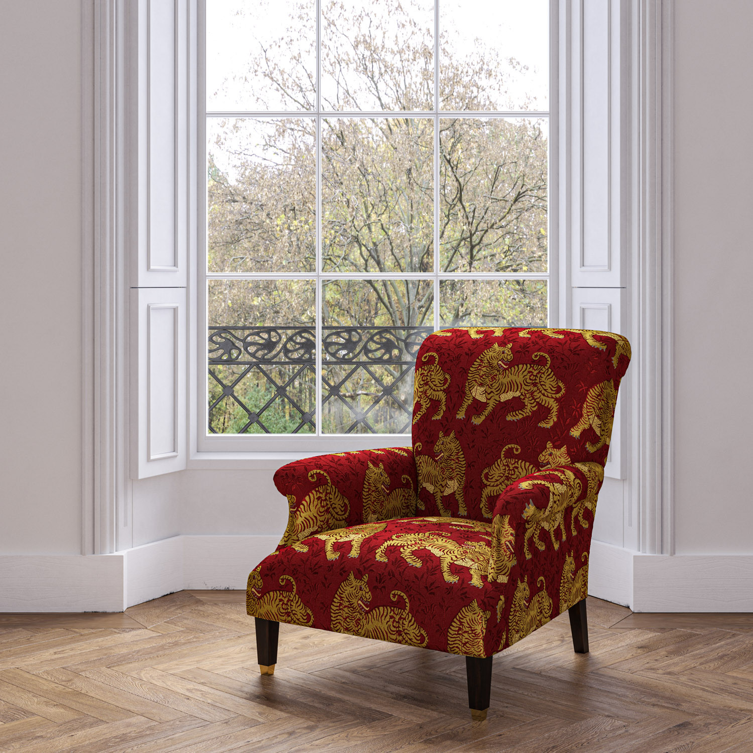 Red and gold discount accent chair
