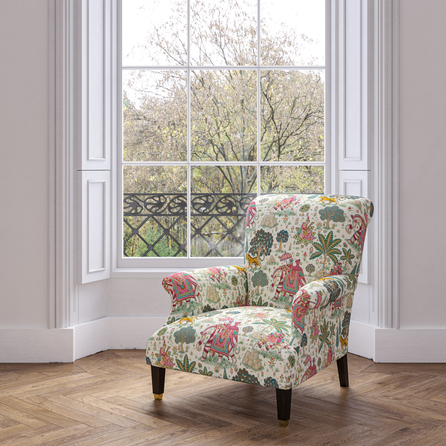 Ivory and online wood accent chair