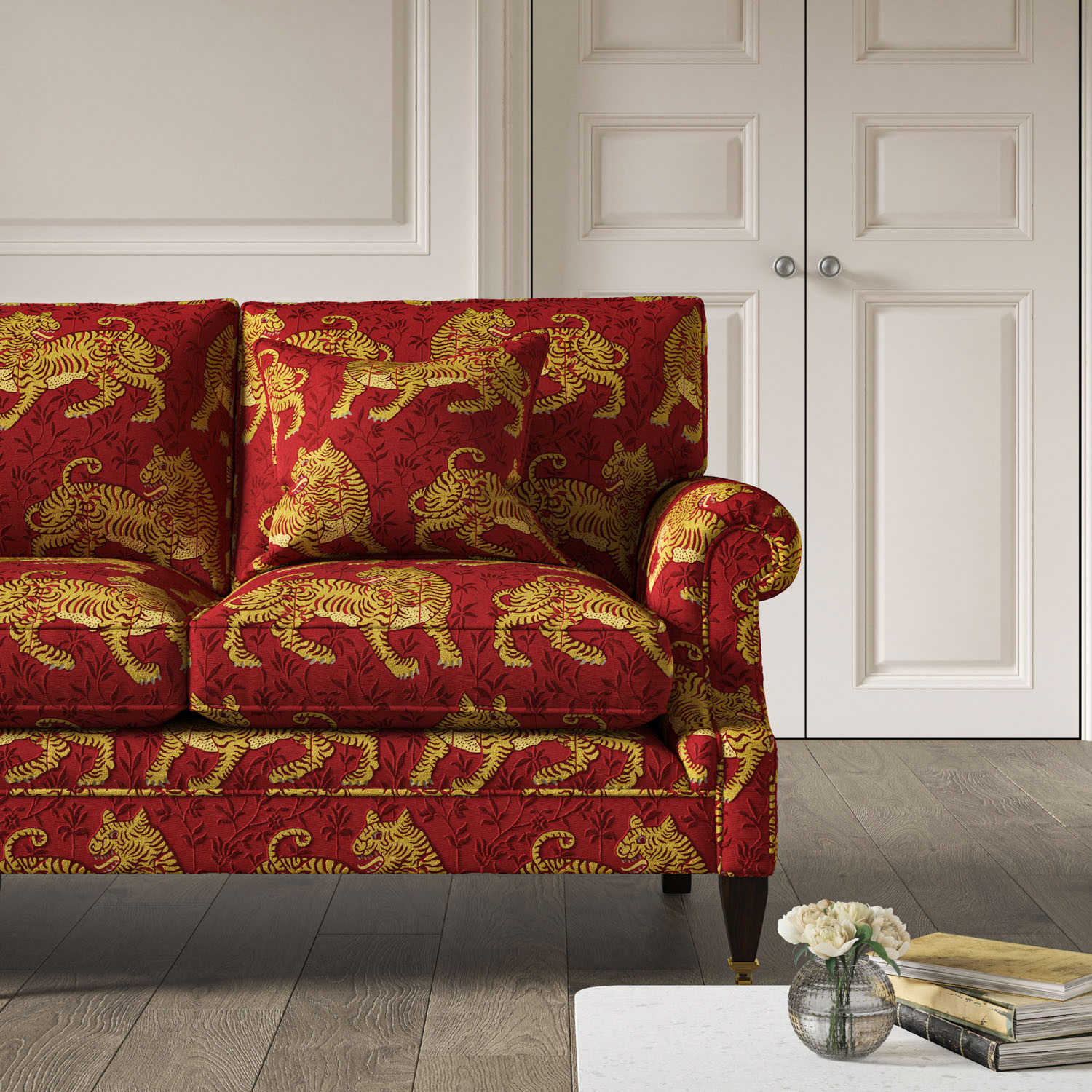 Red cheap floral sofa