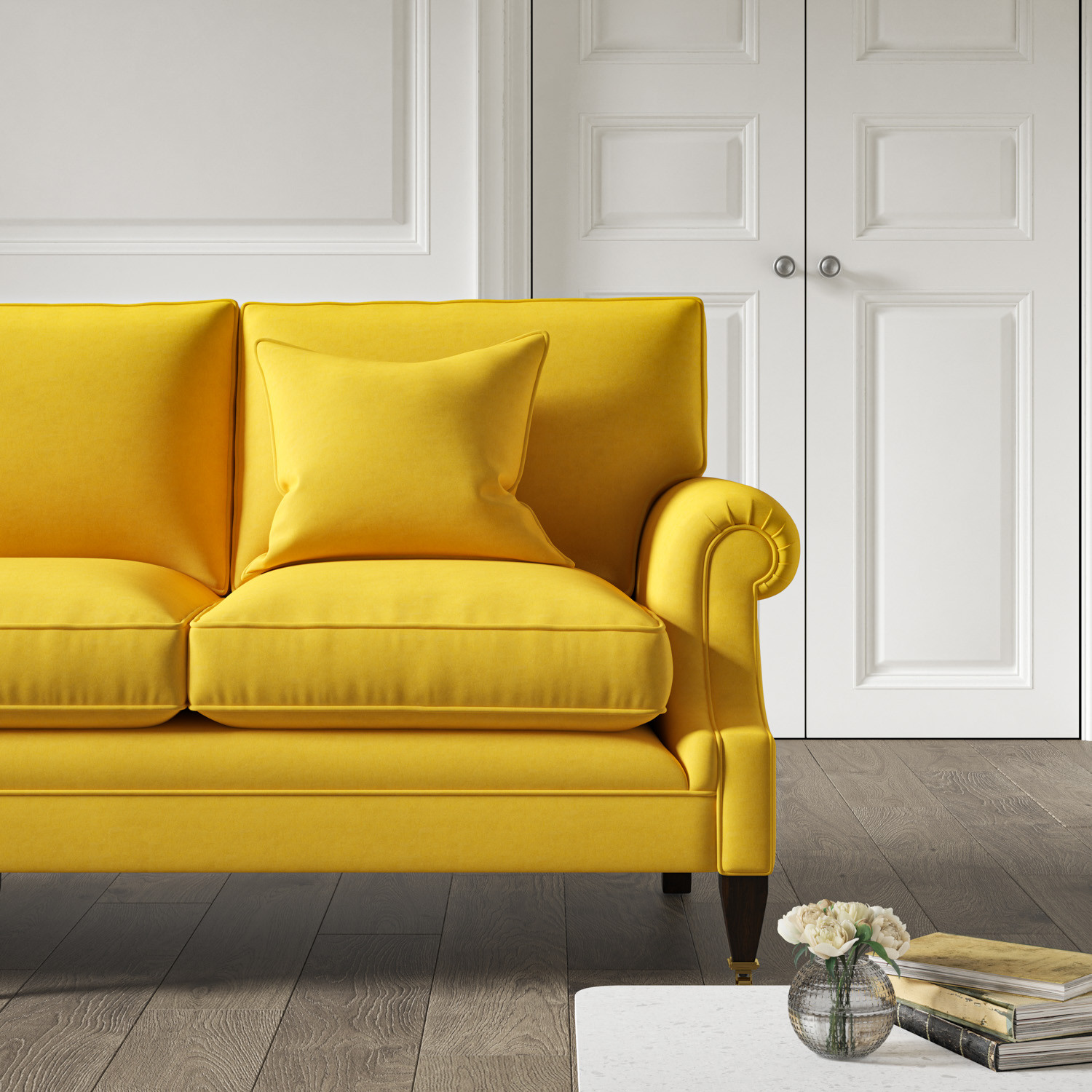 Two seater sales yellow sofa