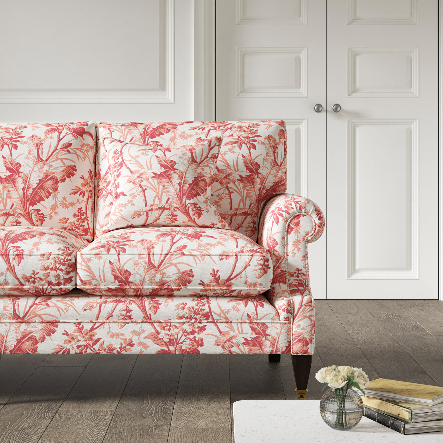 Red cheap floral sofa