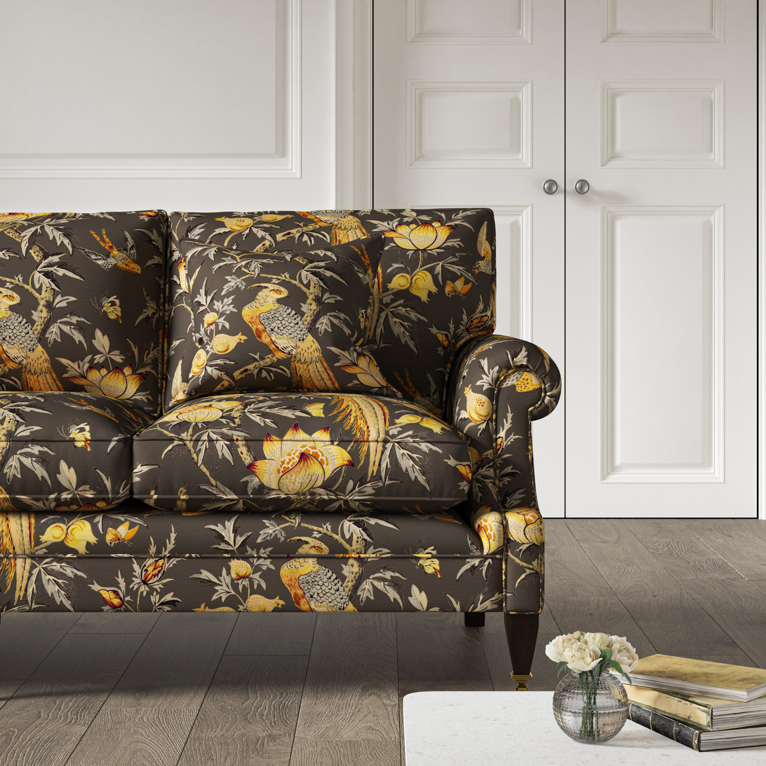 Burford 3 Seat Sofa Majestic Bird Charcoal