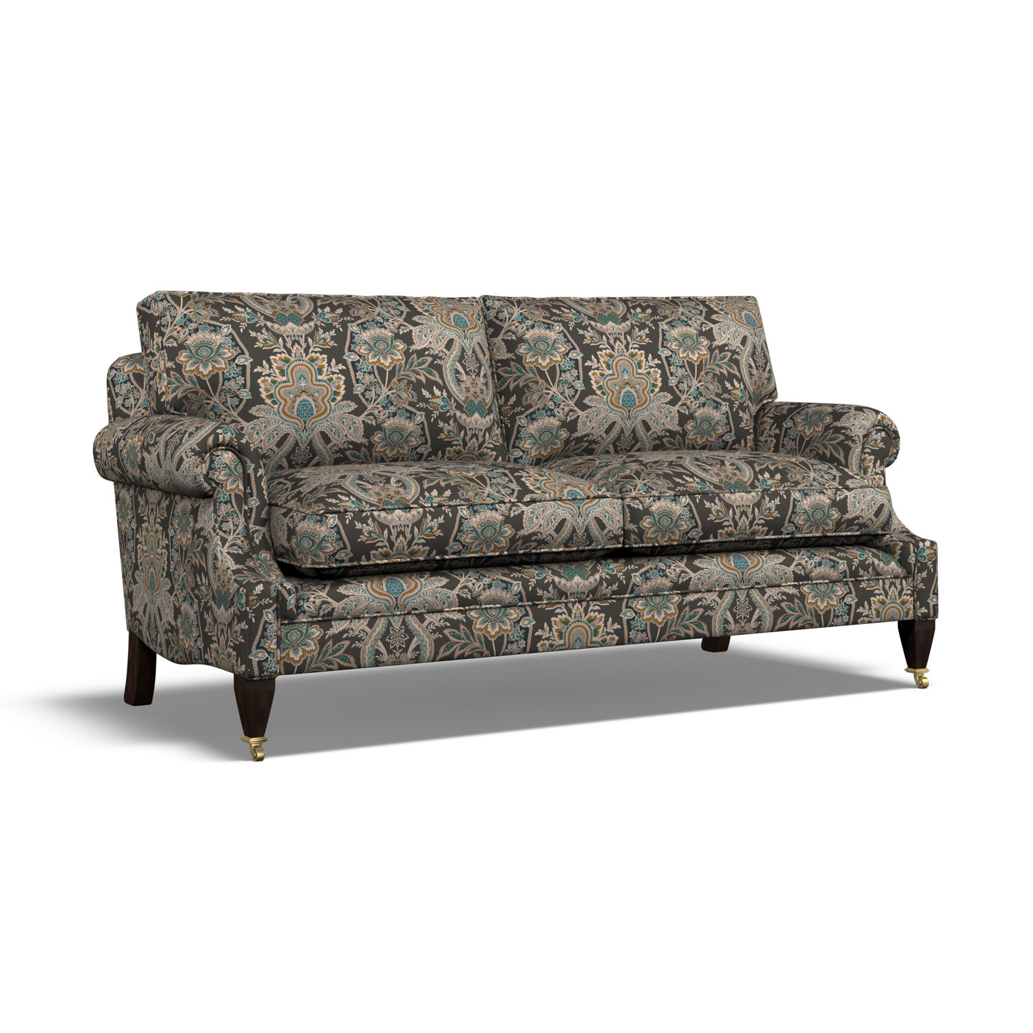 Burford Large 2 Seat Sofa Paisley Damask Charcoal
