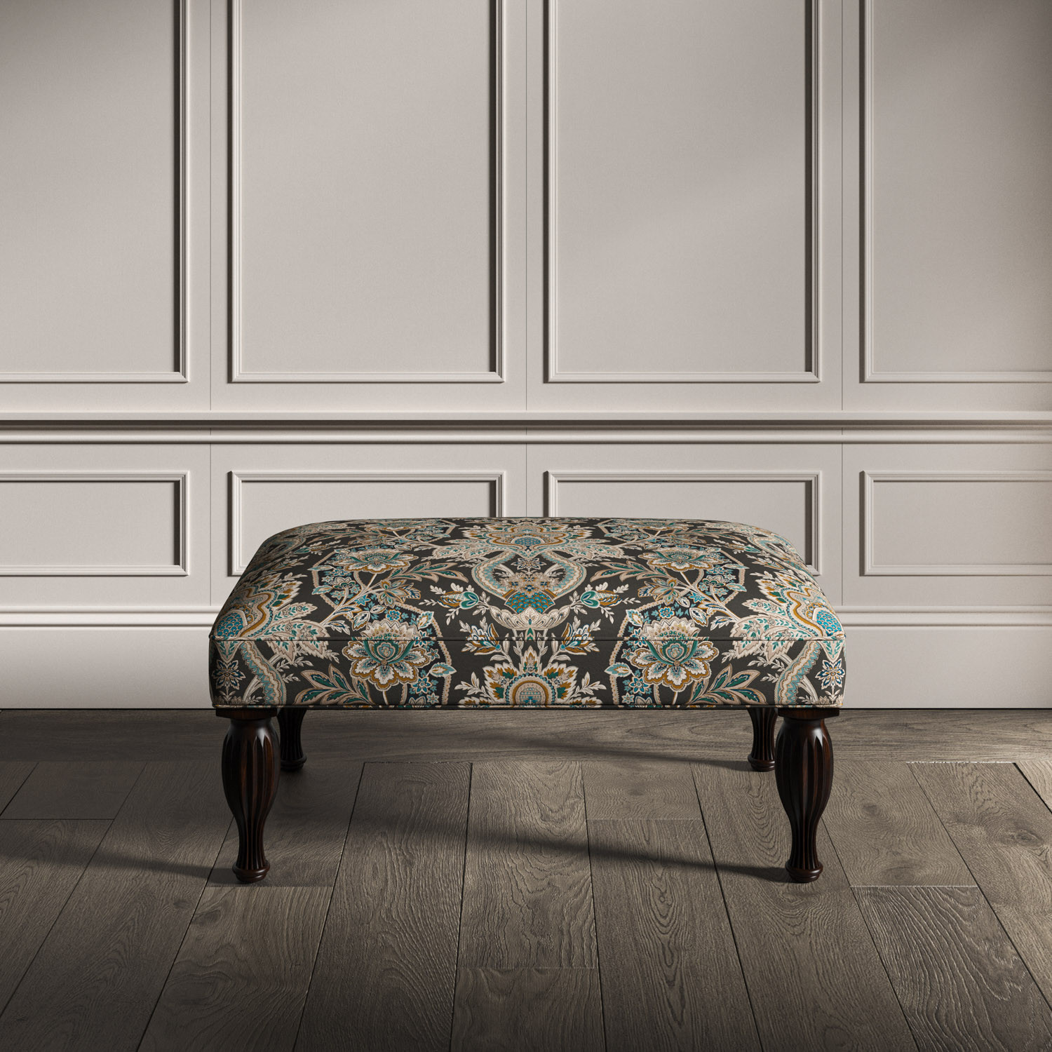 Cavendish Ottoman Paisley Damask Charcoal