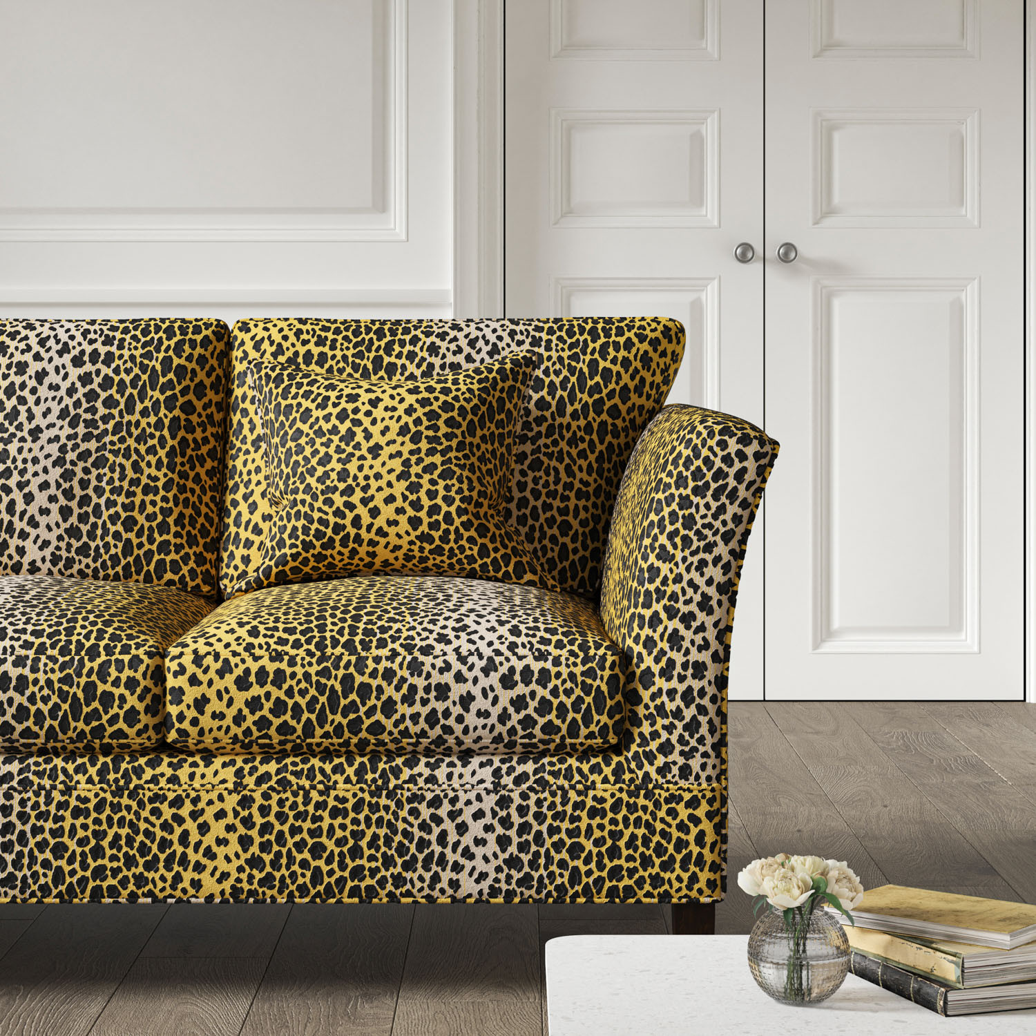 Grafton 2 Seat Sofa Leopard Noir