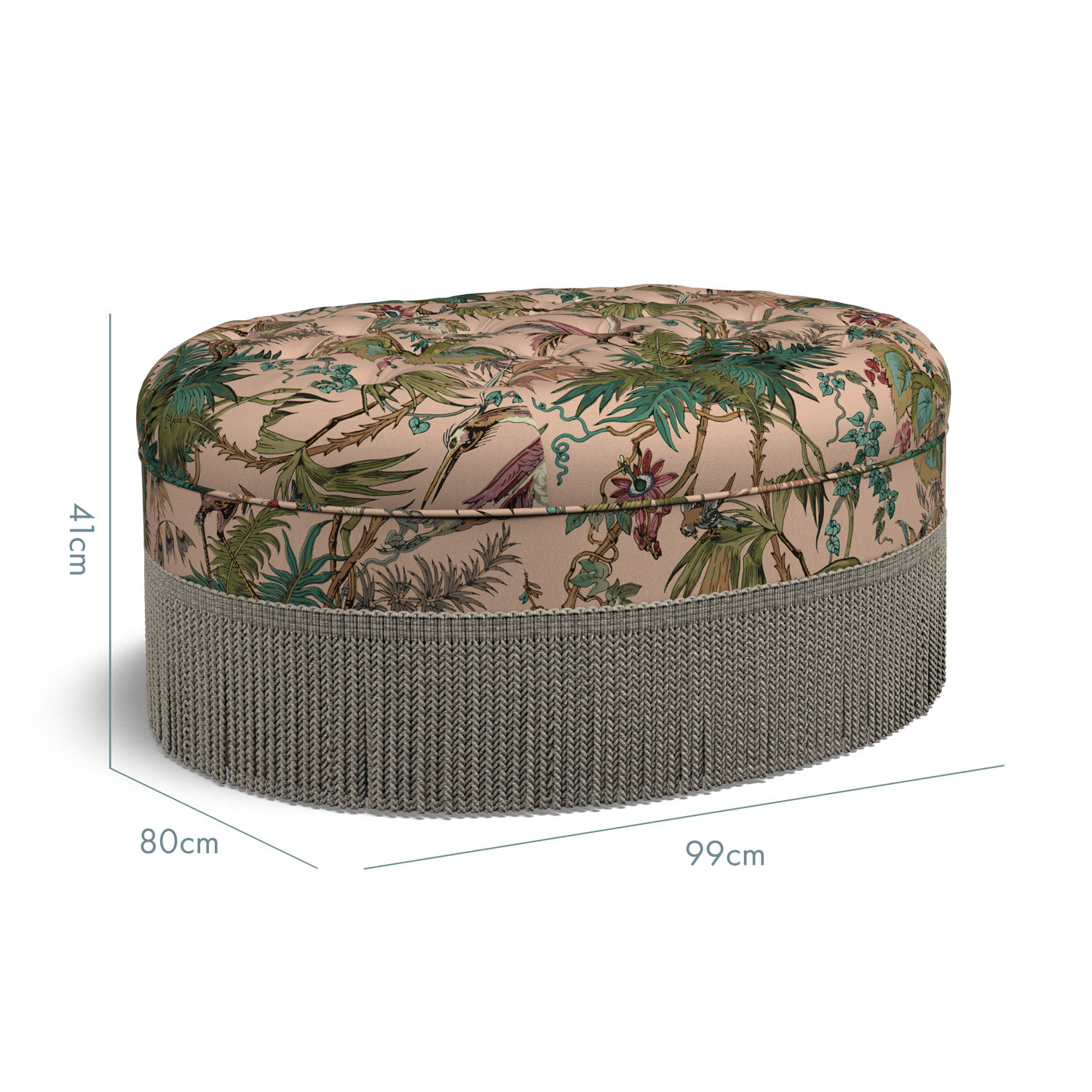 Pink fringe ottoman deals